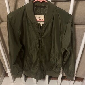 Hollister Men's Green Bomber Jacket